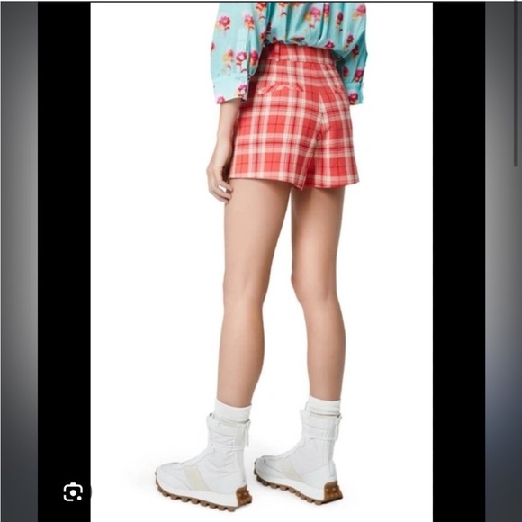 New Smythe Pleated Plaid Walking Shorts in Watermelon Plaid Red Sz 6 - Picture 4 of 12